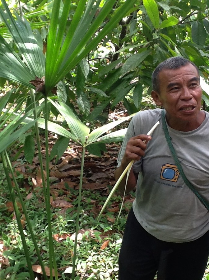 Snacking on heart of palm. Yes, that's a TV on his shirt and it says "think outside the box."